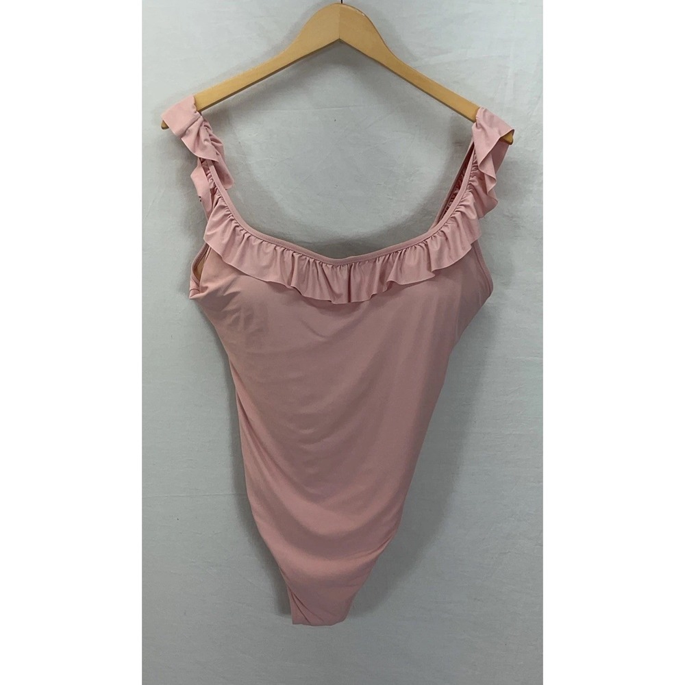 J. Crew ruffle scoop back one piece swimsuit 16 pink beach‎ resort Padded